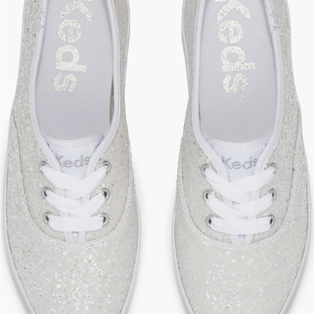 Keds Women's Point Glitter Lace-Up Platform Sneakers in White Glitter